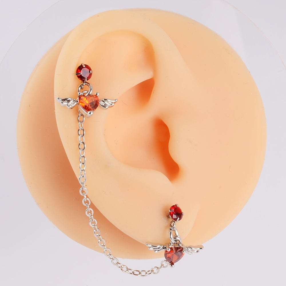 1pcs Gothic Punk European Cartilage Chain Earring S925 Sterling Silver  Piercing Stud Earrings Link For Ladies Women Pendientes  AliExpress