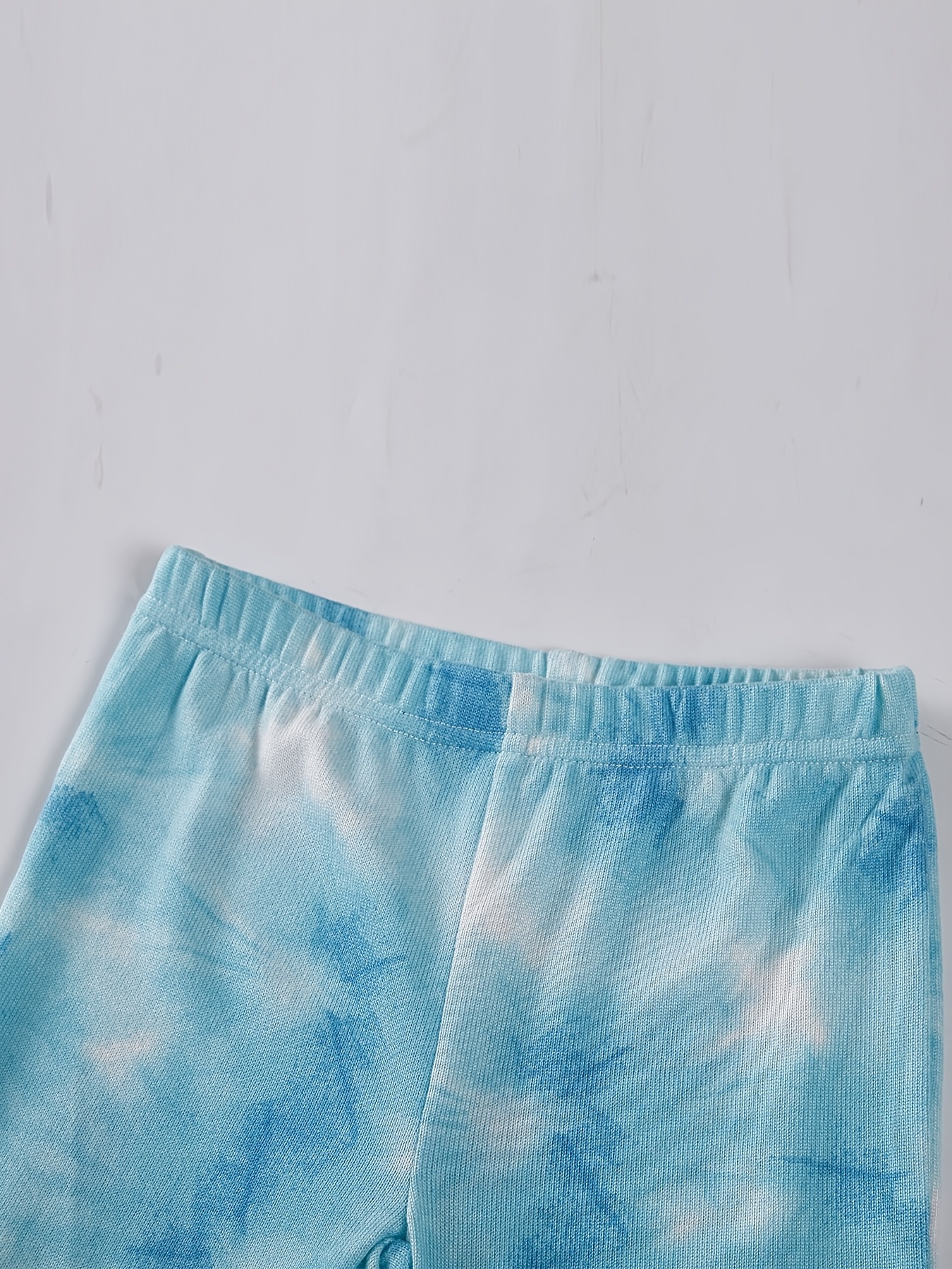 Ensemble Pyjama Femme Short Bleu Ciel Tie Dye Tricot Manches Longues –