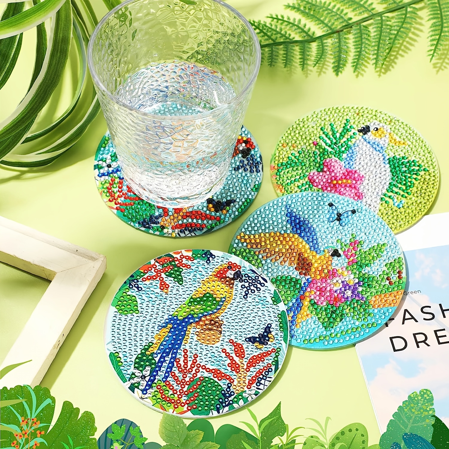 Tropical Birds Diamond Painting Coasters For Drinks - Temu