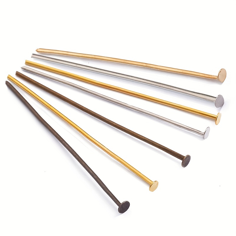 100Pcs Flat Head Pins for Jewelry Making 50mm Brass 20 Gauge Rose Gold