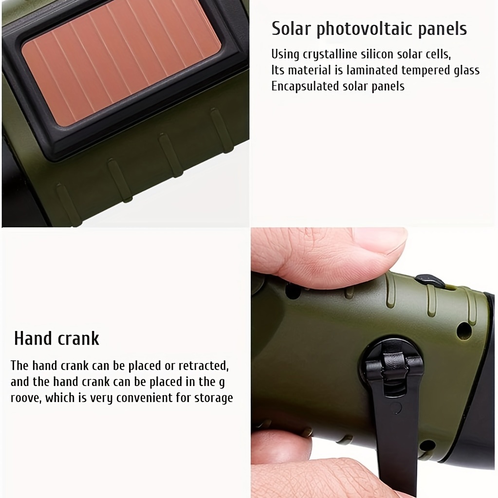 Hand Crank Solar Powered Flashlight, Emergency Rechargeable Led Flashlight, Survival  Flashlight, Quick Snap Carbiner Dynamo Flashlight Torch For Outdoor Sports  - Temu