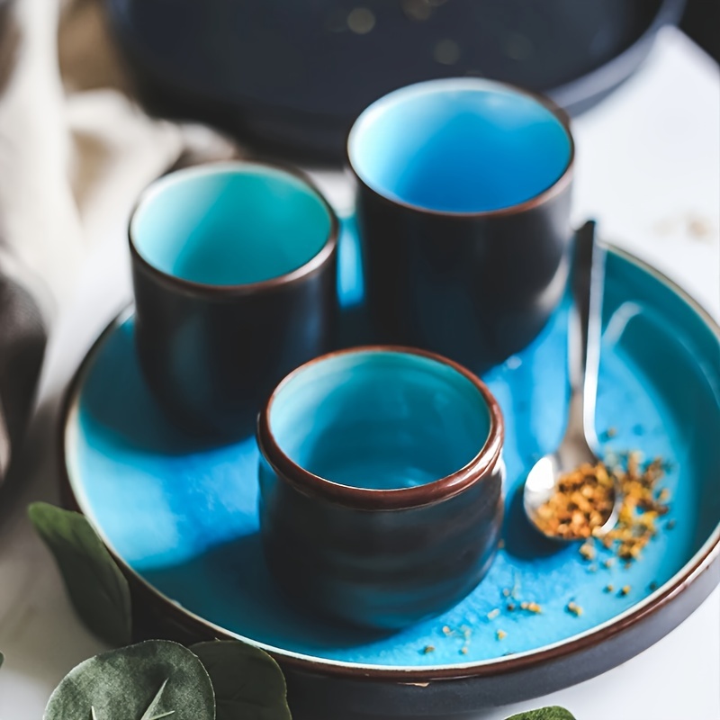 Vintage Tazza di Caffè Irregolare Tazza di Ceramica Dipinte A Mano Blu Tazze  di Caffè Latte