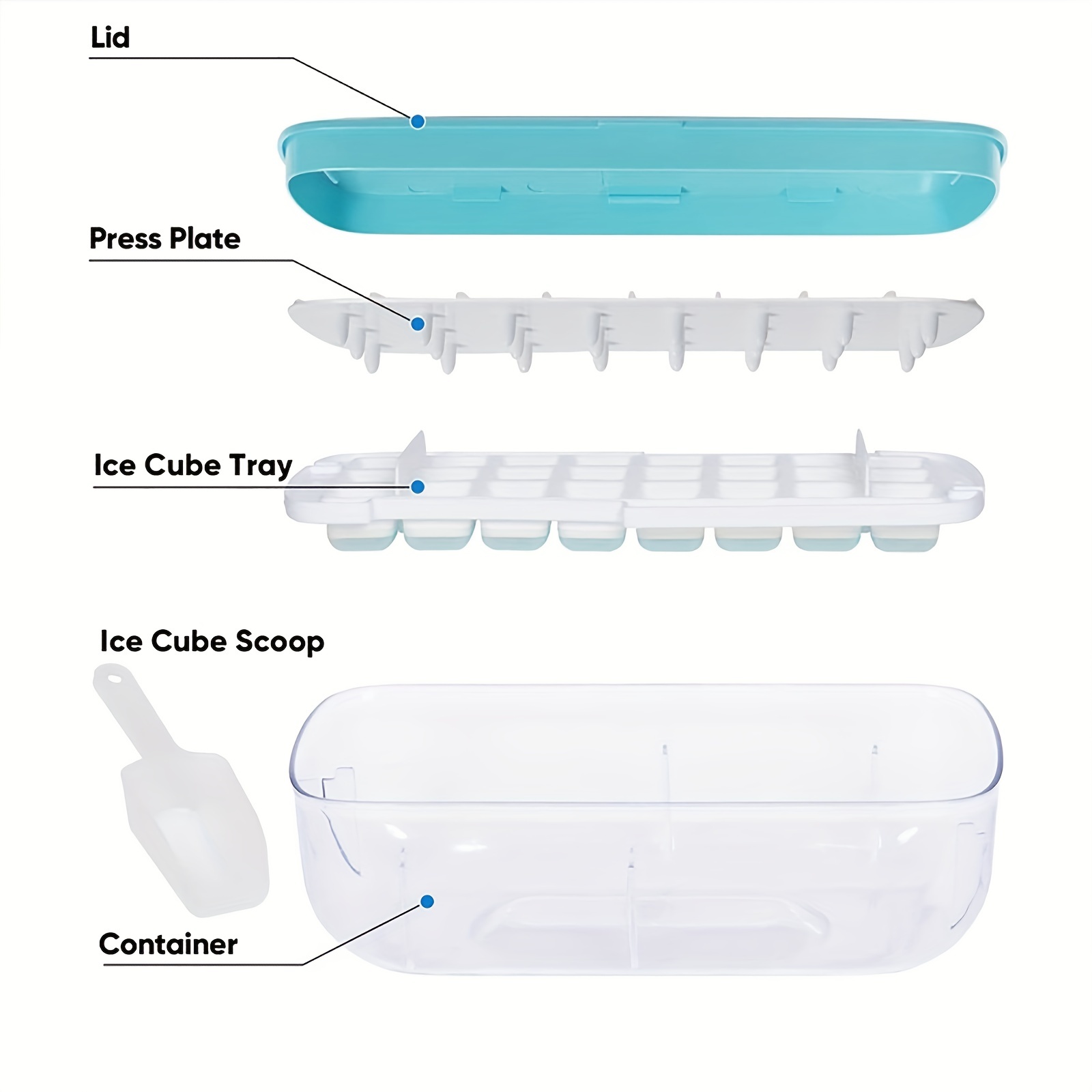 Press Type New Silicone Square Ice Mold Ice Cube Trays Lid Mold Storage Box  Creative Tool Ice Cube Maker Cool Drinks Kitchen Bar