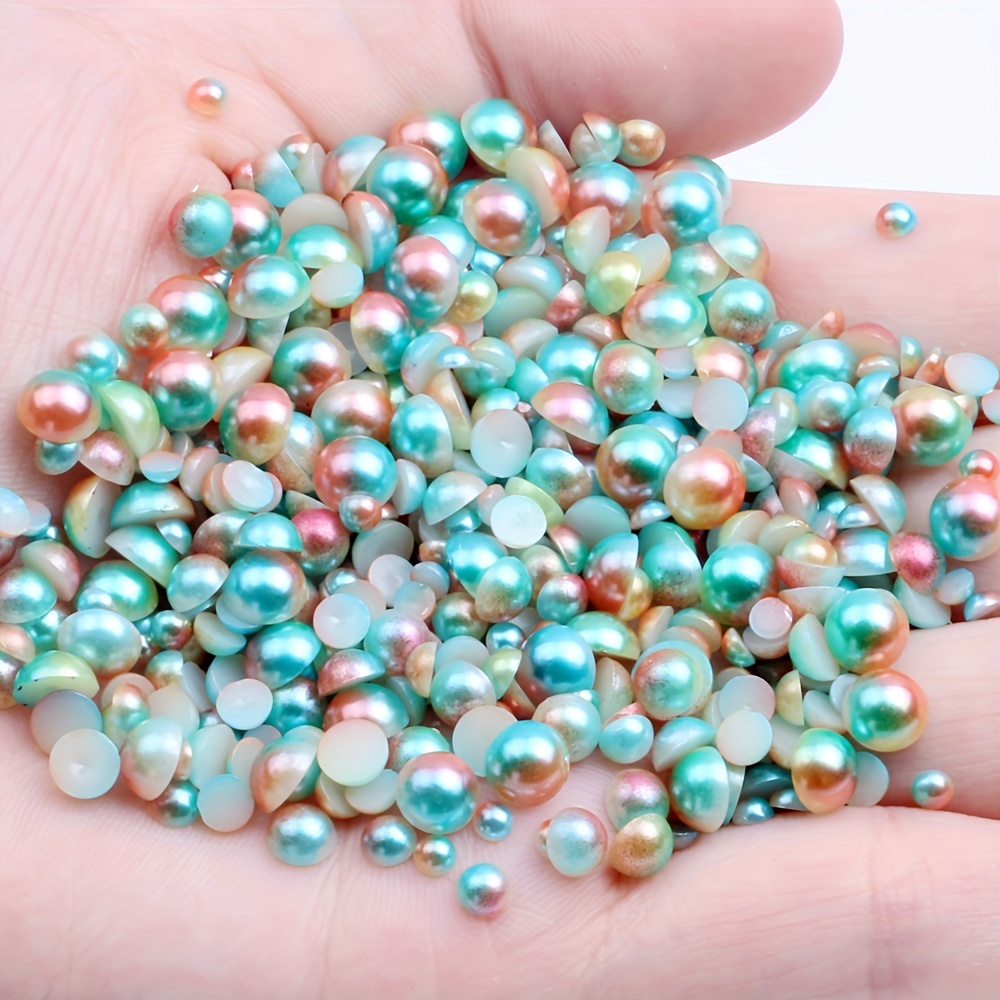 Diy Multi Colors Half Pearl Bead Flat Back Scrapbook For - Temu