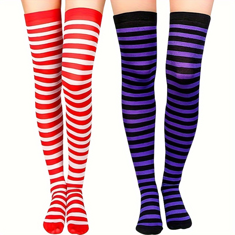 Women's Plus Size White Athletic Socks with Black Stripes
