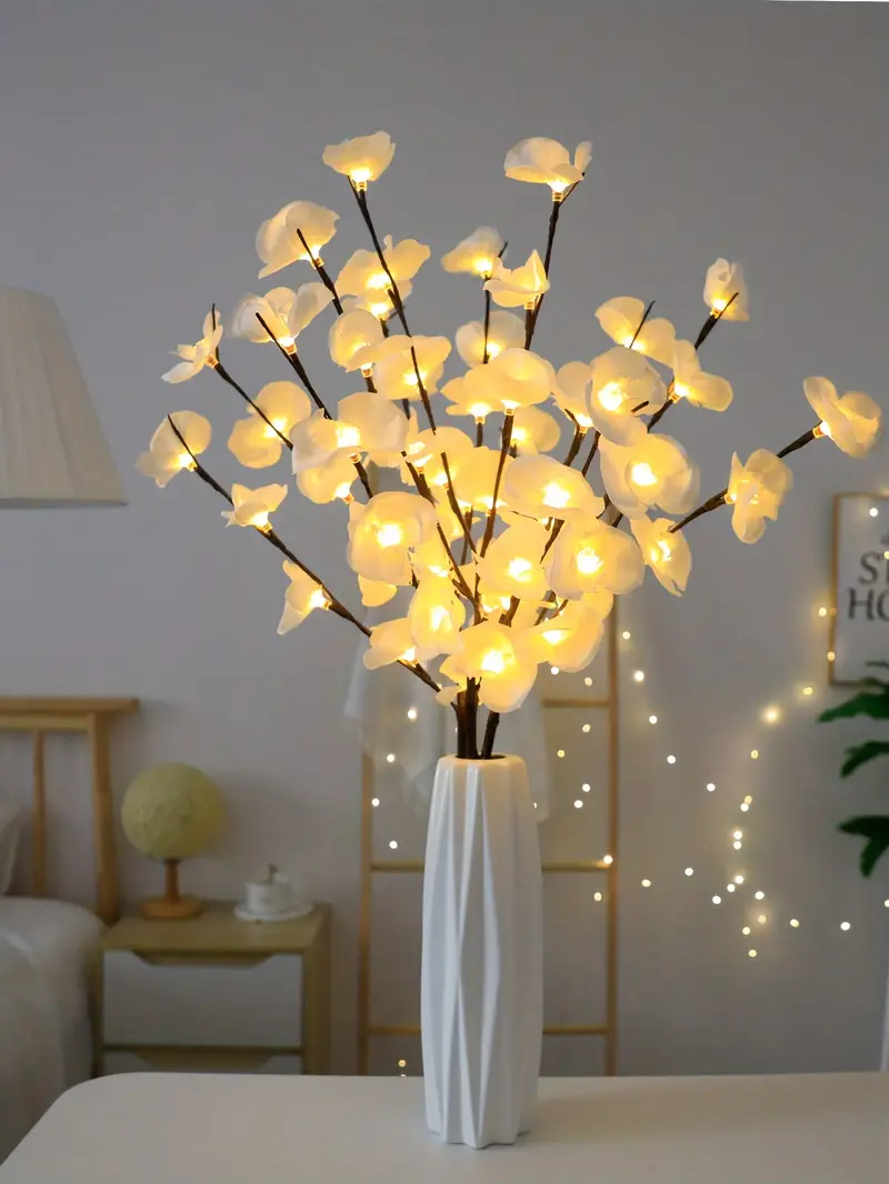 1pc white phalaenopsis tree light decoration string lights battery operated fairy lights for bedroom party living room night table wedding christmas thanksgiving all season decoration home fireplace end table decoration warm white details 0
