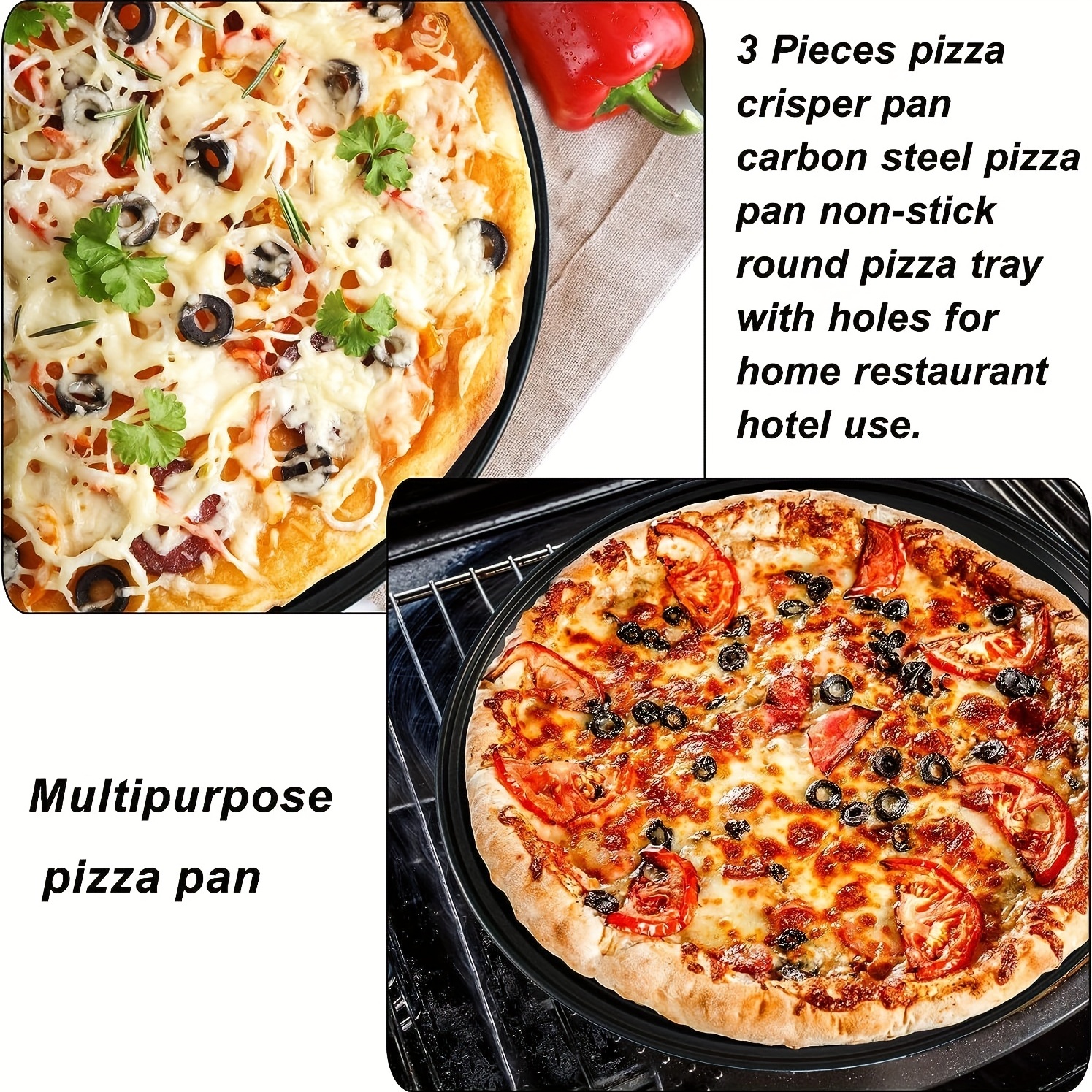 MARGARITHA Bandeja de pizza para el horno gris oscuro A 2 cm - Ø 33 cm