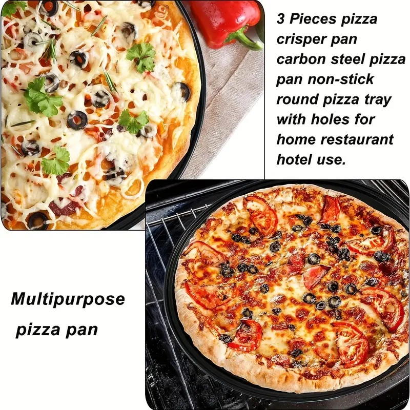1/3 Pezzi Teglia Pizza In Acciaio Fori Teglia Pizza Rotonda - Temu Italy