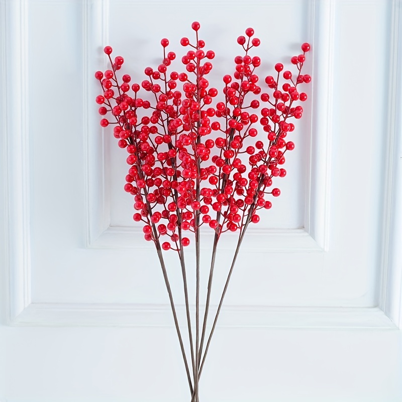 Christmas Artificial Red Berries Branch Long Stems - Temu