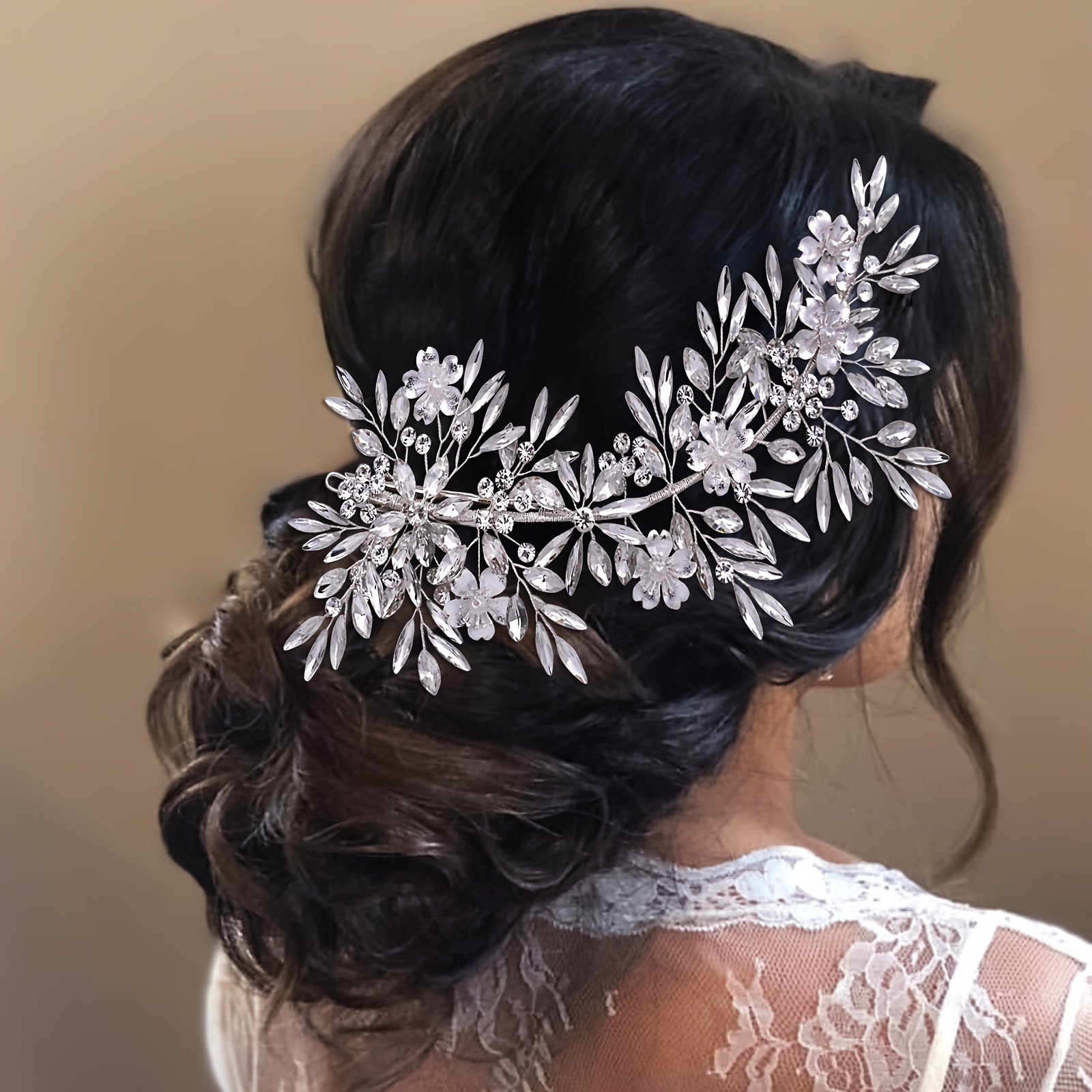 luxury rhinestone hair accessories for bride versatile inset style wedding dress accessories curly hair side headwear
