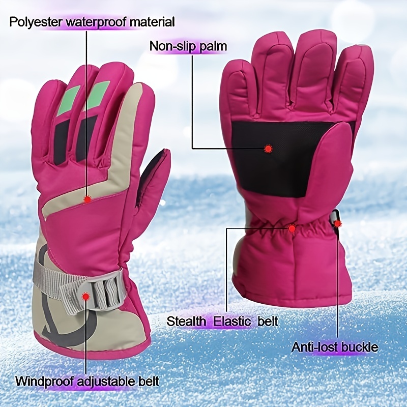 3 pares de guantes de nieve para niños, guantes de invierno impermeables,  cálidos, guantes de esquí resistentes al viento, ajustables