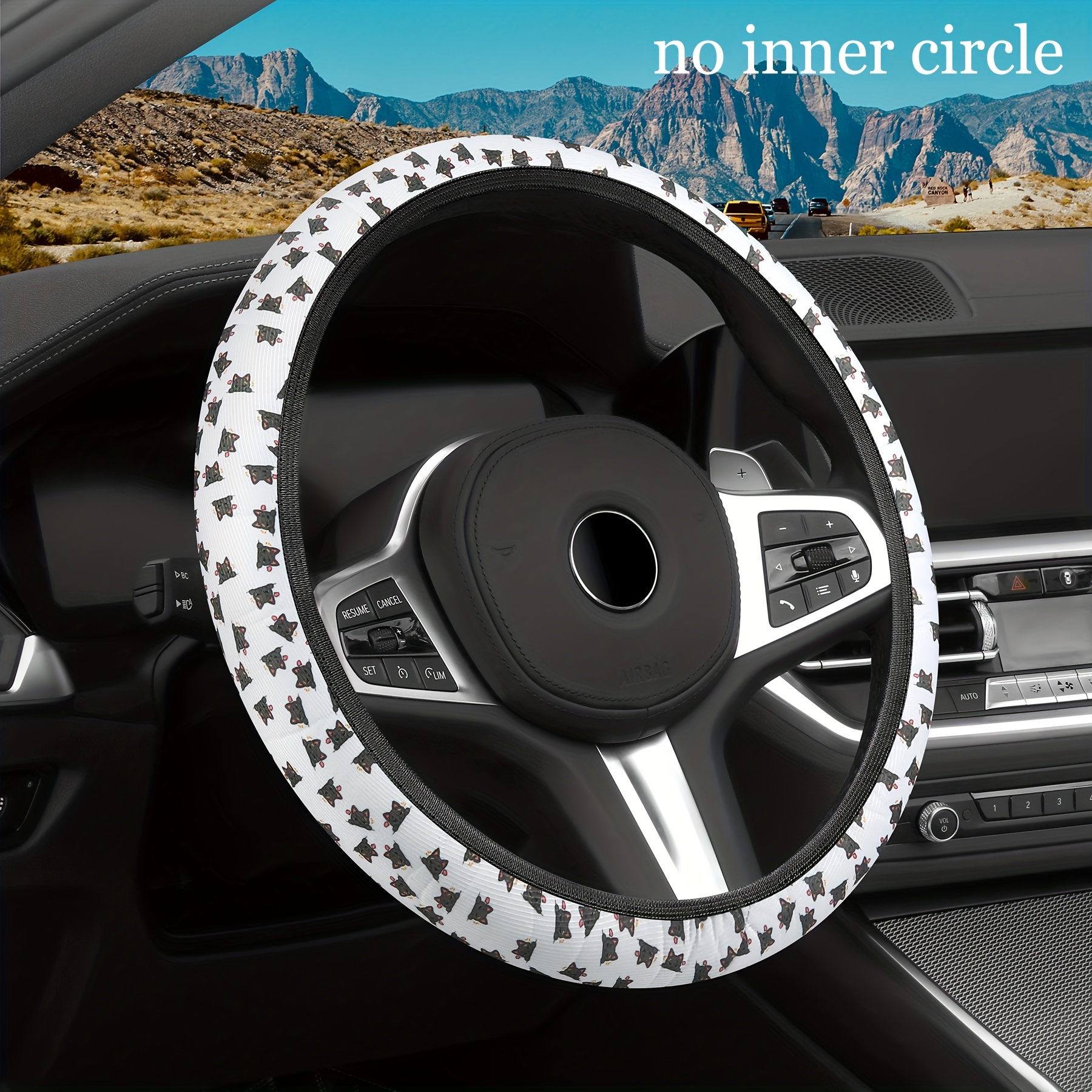 Car No Inner Ring Steering Wheel Cover Happy Face Printed - Temu