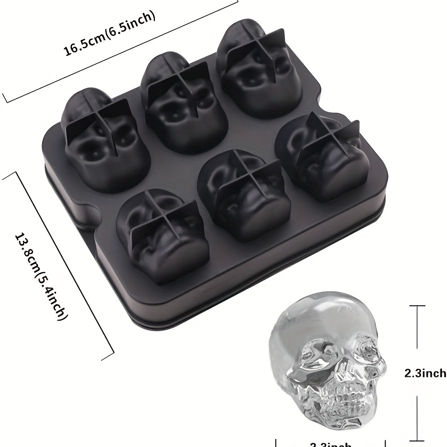 Ice Cube Tray 4 Skull Heads Shaped Ice Ball Maker Silicone - Temu