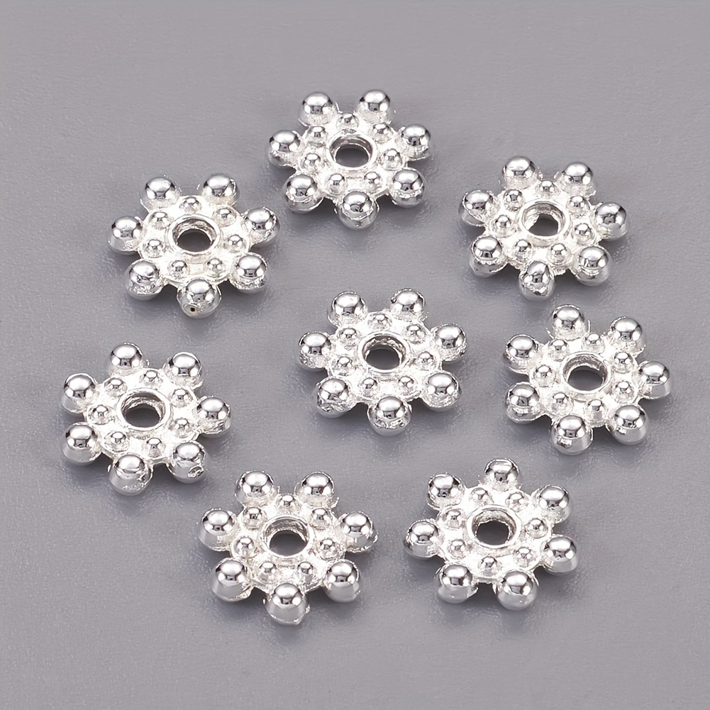50pcs-daisy Spacer Beads Silver Antique Plated Daisy Spacersspacer