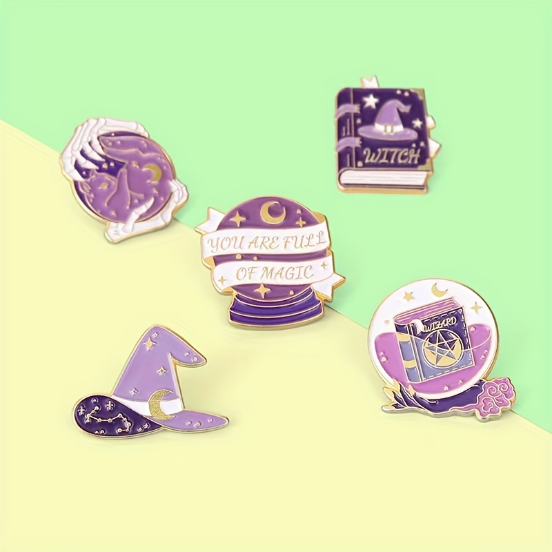5 Purple Magic Badges Backpack Metal Badges Anti lighting Brooch Accessories