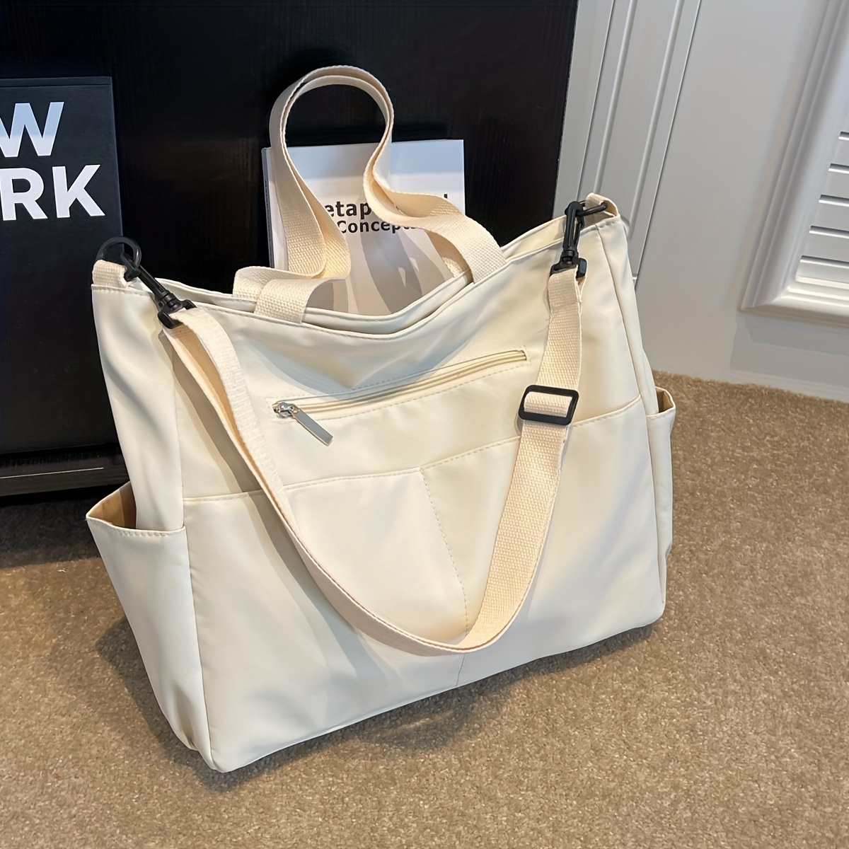 Large Capacity Nylon Tote Bag For Commute With Unique Design Casual  Simplicity-concise Yet Fashionable. Sling/shoulder Handbag Or Boston Bag  Use
