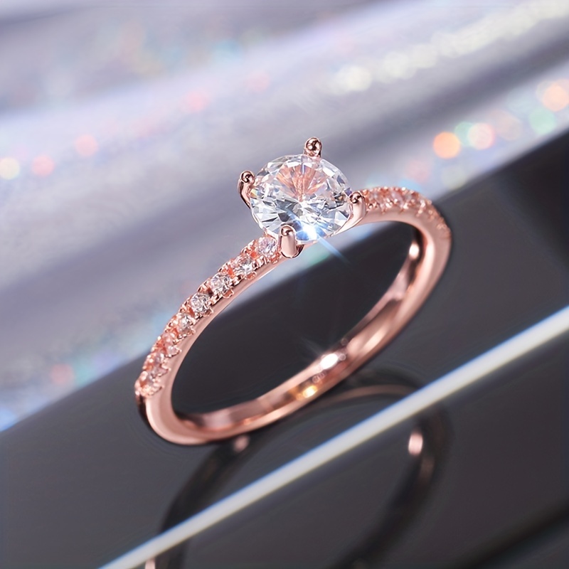 Rose gold cubic on sale zirconia engagement rings