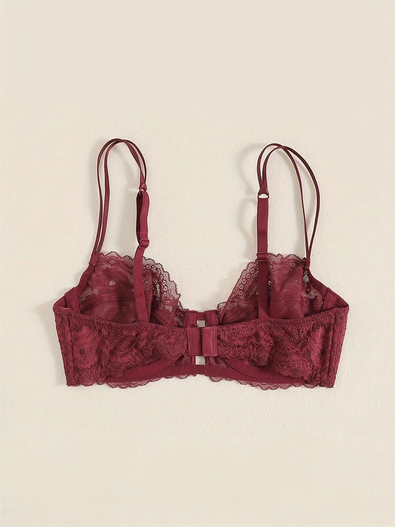 Contrast Lace Unlined Bra Lightweight Breathable Everyday - Temu Canada