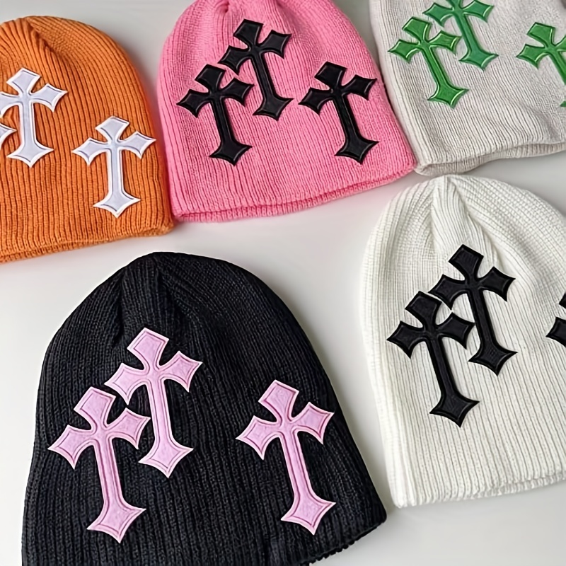 Hip Hop Knitted Beanie For Men, Candy Color Y2k Skull Hat Elastic Foldable  Trend Knit Hat For Men - Temu