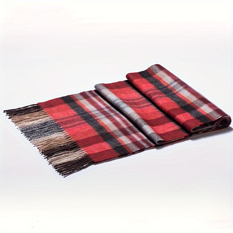 1pc Wool Scarf Winter Plaid Warm Big Red Couple Scarf For Men And
