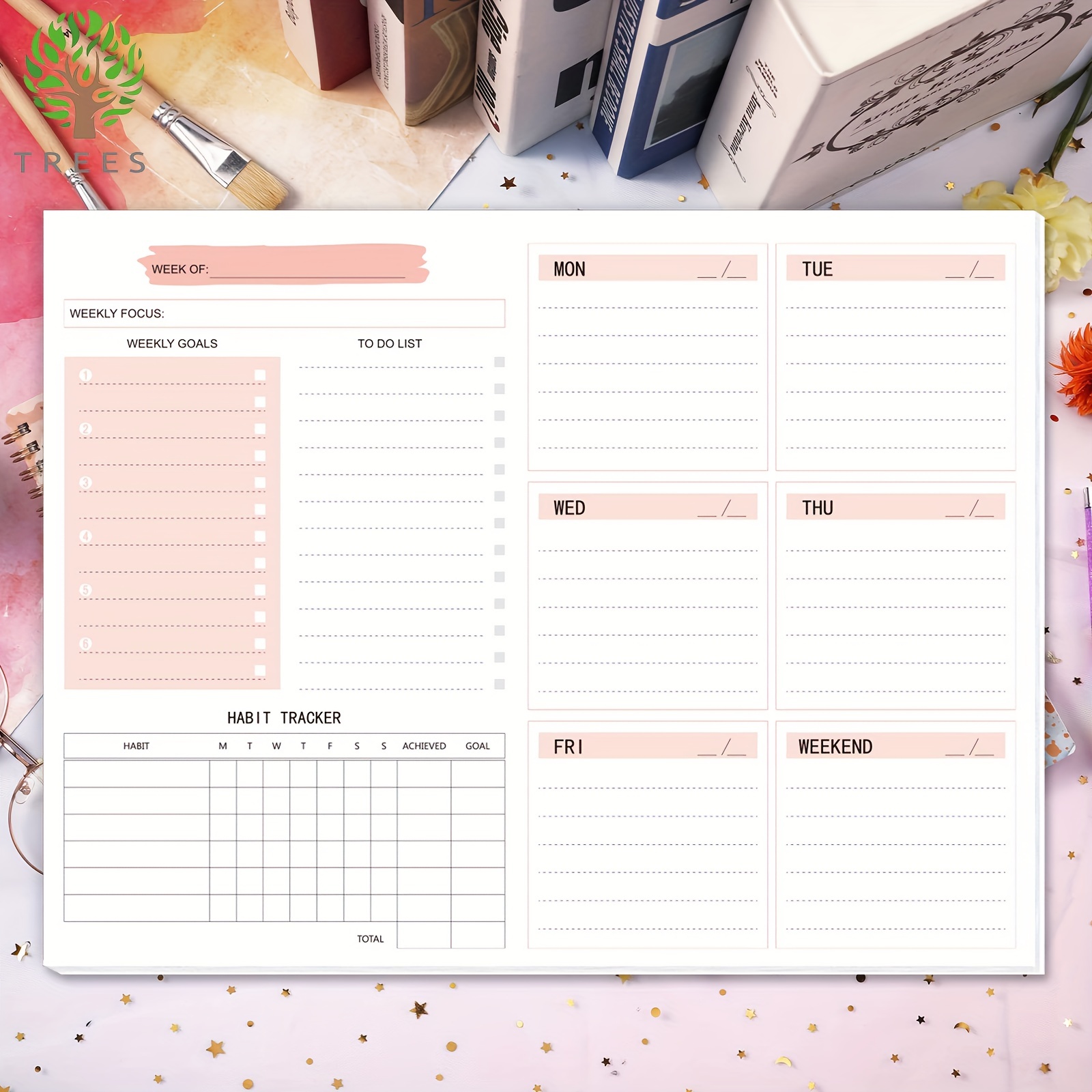 Undated Weekly Planner Desktop Do List Pad Calendar Daily Monthly