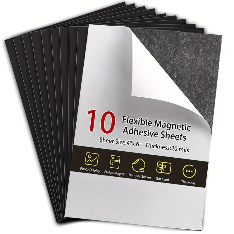 10pcs Magnetic Adhesive Sheets, 4 X 6,Magnetic Sheets With Adhesive  Backing, Flexible Magnet Sheets For Crafts, Photos And Die Storage, Easy  Peel An