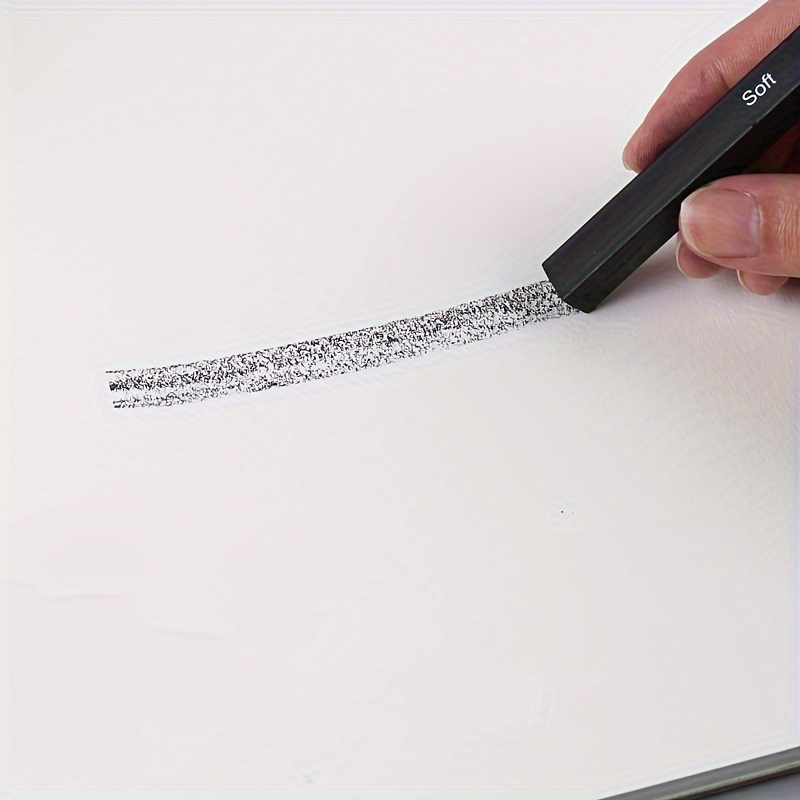 Soft/Medium/Hard 6Pcs Compressed Charcoal Sticks Black Square Graphite  Drawing Pencil Art Suppl (Black)