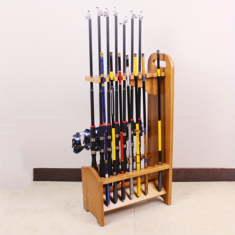 Solid Wood Fishing Pole Storage Rack 6 bit Double row - Temu