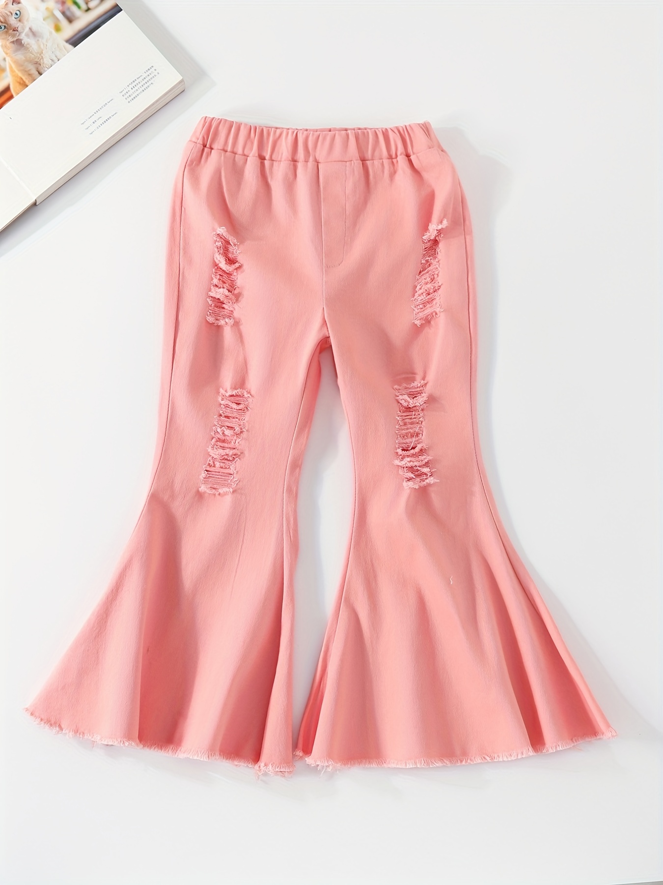 Ripped Bell Girls Trousers Pants Two Baby Bottom Ruffles Jeans For