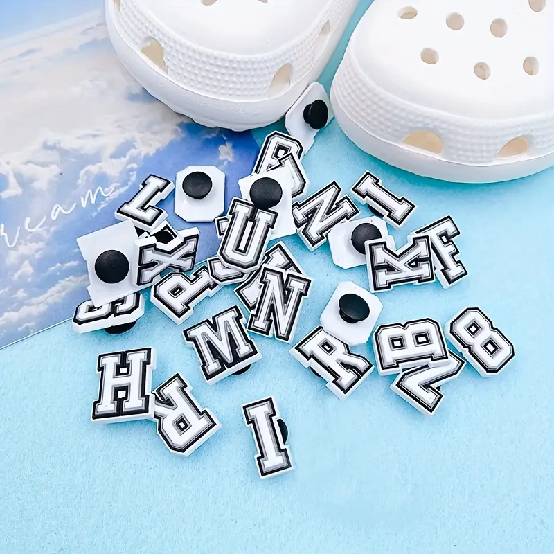Letter & Number Series Cartoon Shoes Charms for Clogs Sandals Decoration, Shoes DIY Accessories,Temu