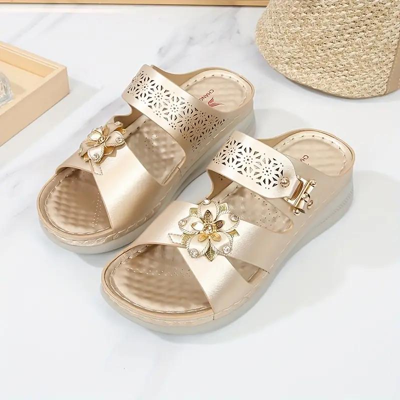 Women's Wedge Slide Sandals, Comfortable Open Toe Slip On Shoes, Women's  Fashion Hollow Out Design Shoes - Temu United Arab Emirates