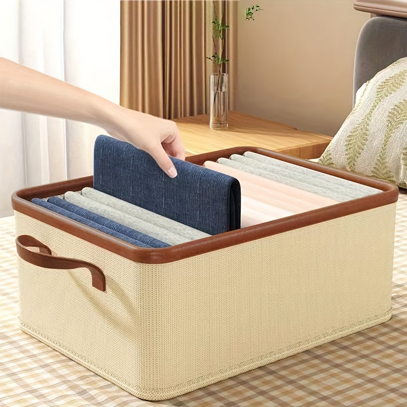 Storage Storage with Double Lids Foldable Linen Fabric Storage Boxes with Lids Collapsible Closet Organizer Containers with Cover for Home Bedroom