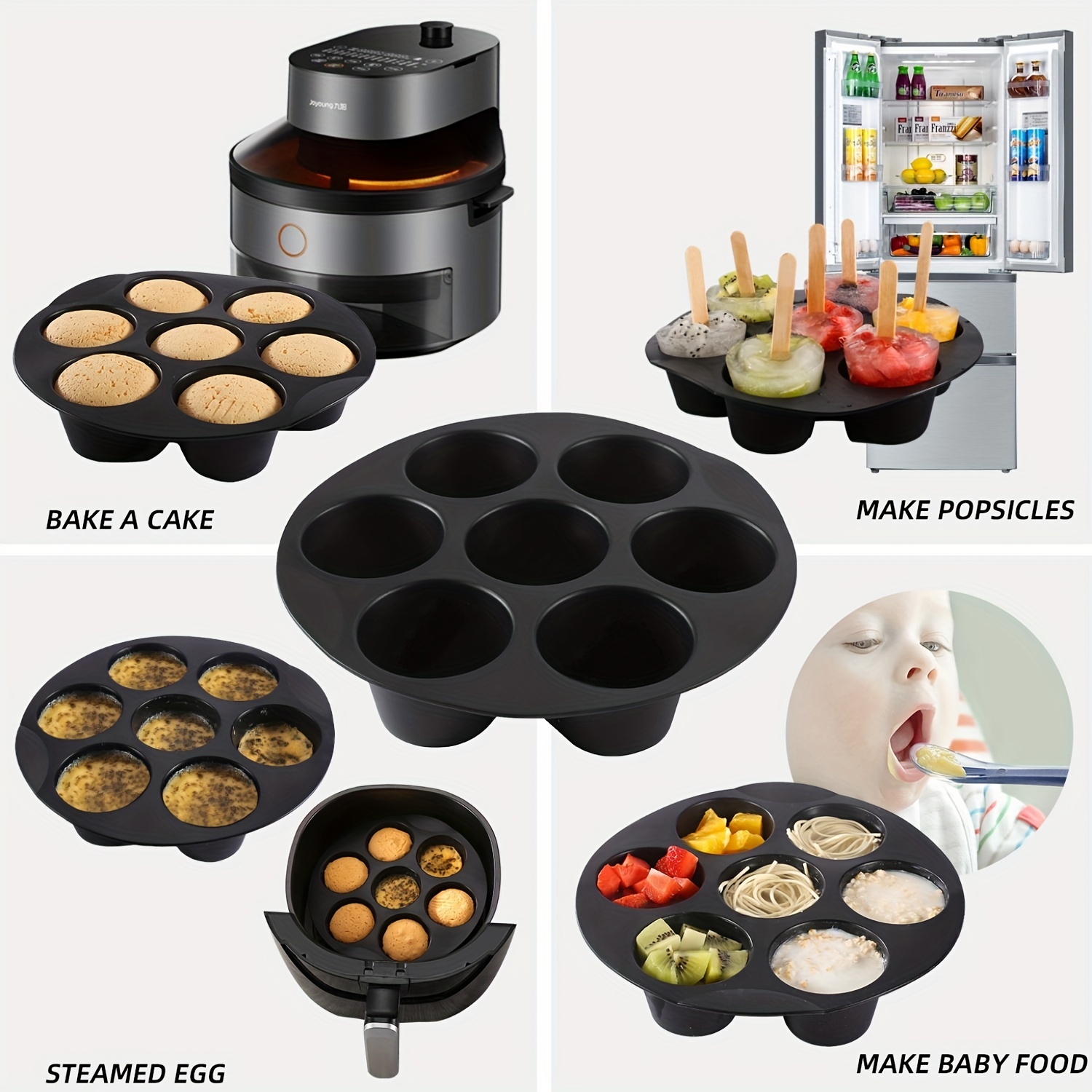 Airfryer a 7 fori Stampo per muffin in silicone Accessori - Temu