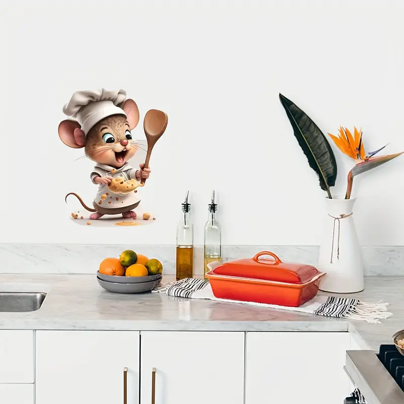 1pc Souris Chef 3D Stickers Muraux Salon Chambre Cuisine Mur - Temu France