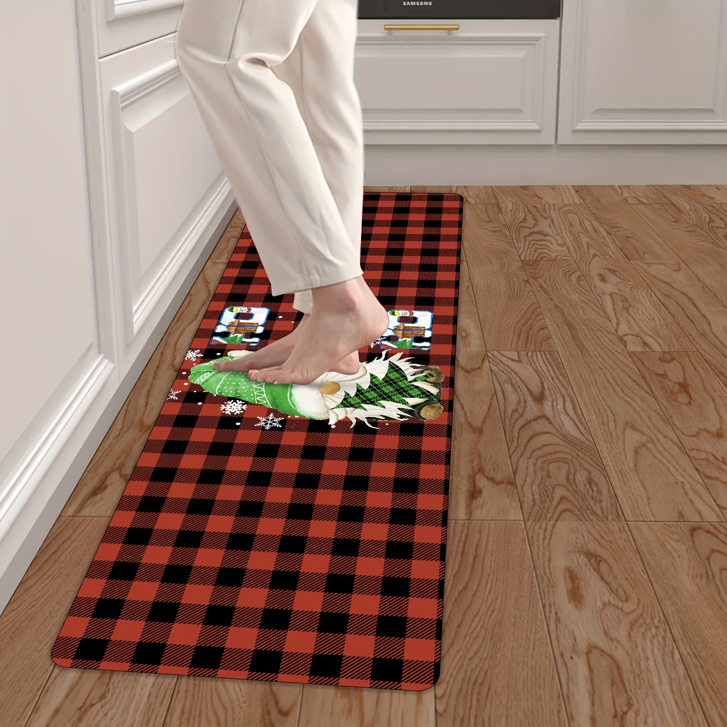 Plaid Christmas Gnome Pattern Floor Mat, Soft Anti-fouling Anti-slip Waterproof  Mat, Suitable For Living Room Kitchen Bedroom Laundry Room, Machine  Washable, Room Decor, Home Decor - Temu