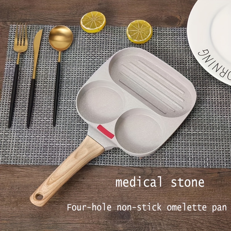 Medical Stone Breakfast Pan,Nonstick 3 Section Frying Pan And