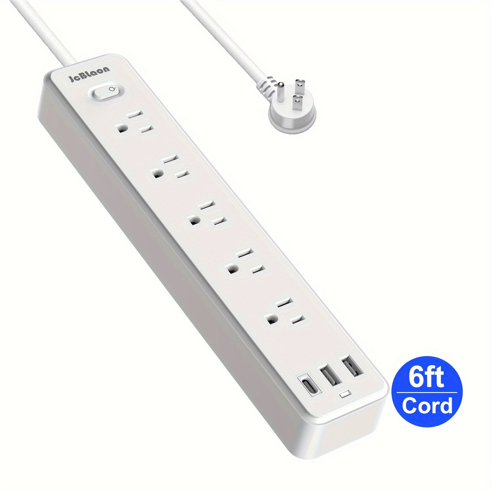 2 Pack Power Strip Surge Protector - 5 Widely Spaced Outlets 3 USB Ports(1 USB  C