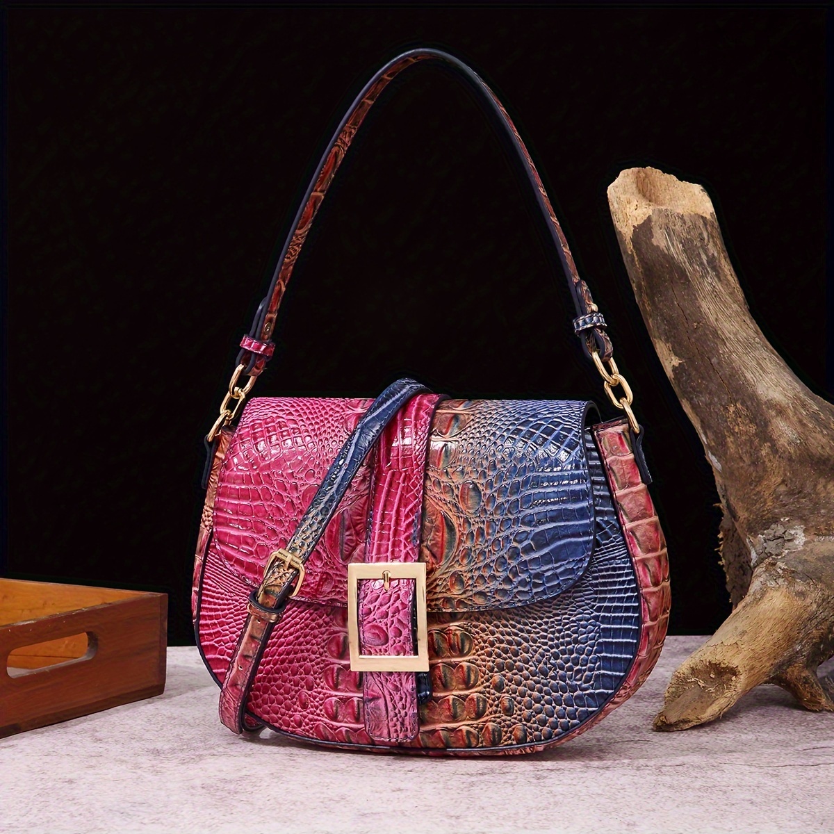 Crocodile pattern shoulder discount bag