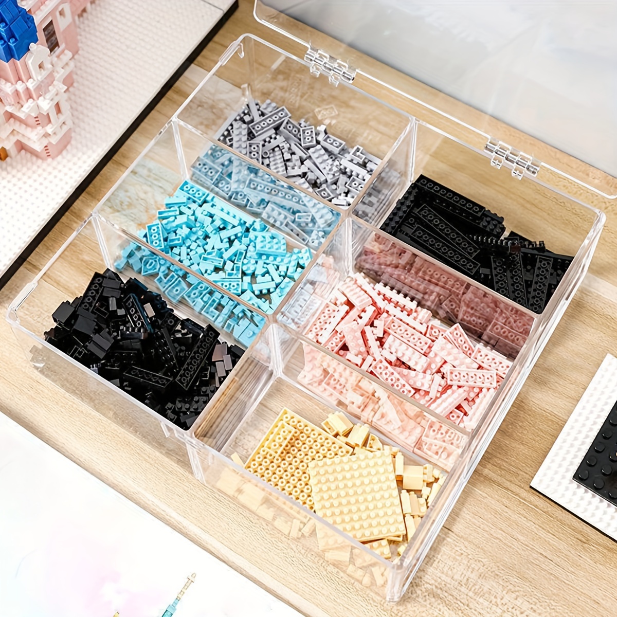 1pc Clear Desktop Makeup Storage Case Container Cotton Swabs Temu