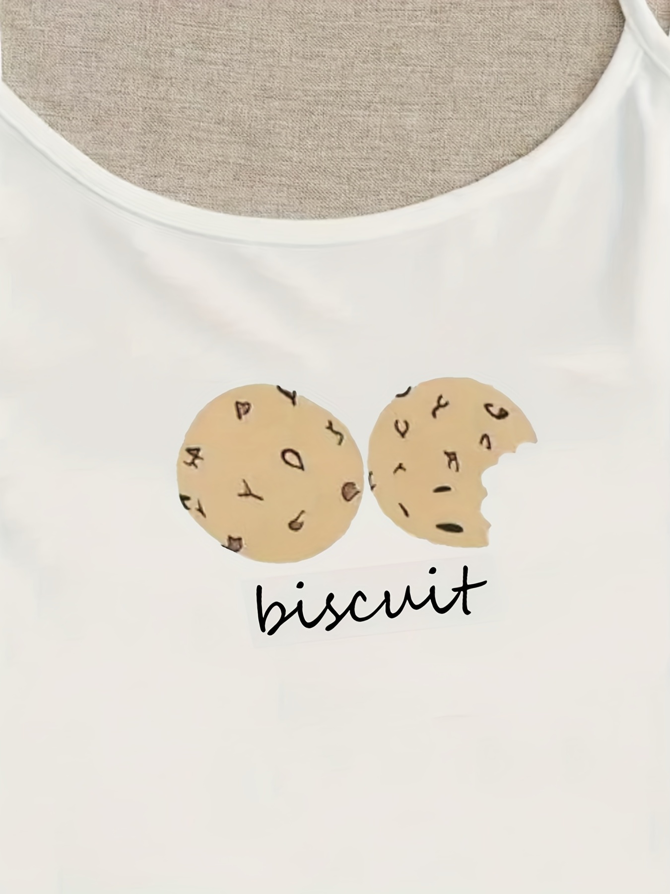 Cookies Print Pajama Set Crew Neck Cami Top & Elastic Waistband