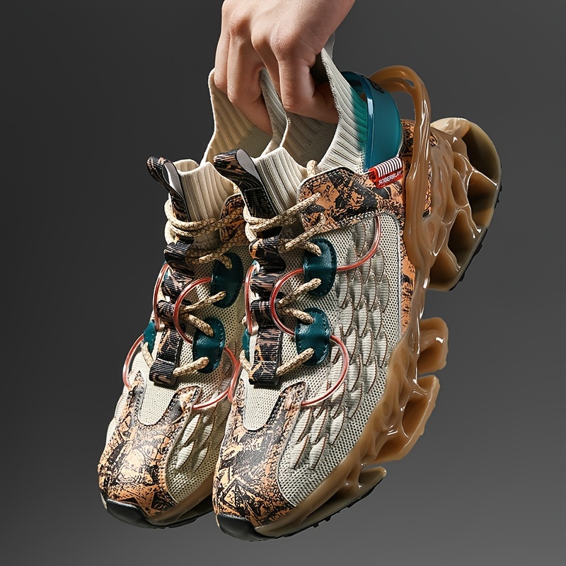 Men's Mesh Breathable Lace Up Sock Blade Shoes