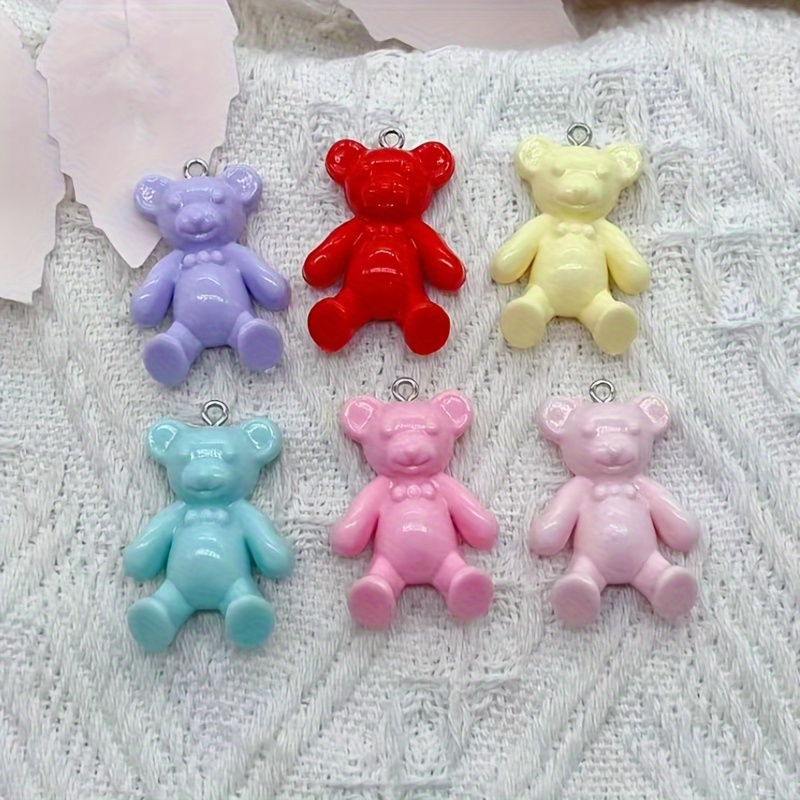 6pcs/lot Cute Matte Bear Resin Pendant Charms, For Necklace Keychain  Pendant Making Jewelry Accessories