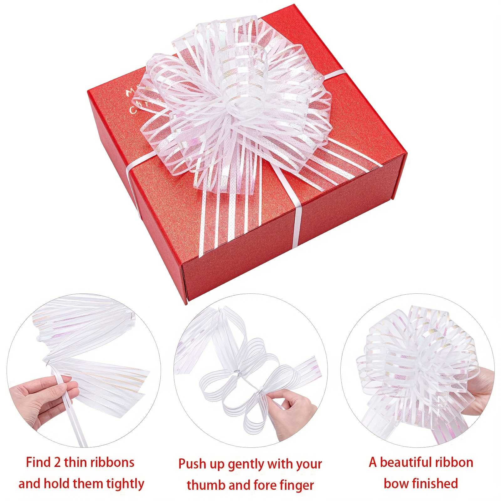 ikasus 20 Pieces Pull Bow Gift Wrapping Ribbon Large Gift Bows with Ribbon  Gift Decor Gift Wrap with Ribbon for Wedding Present Gift Baskets Flower