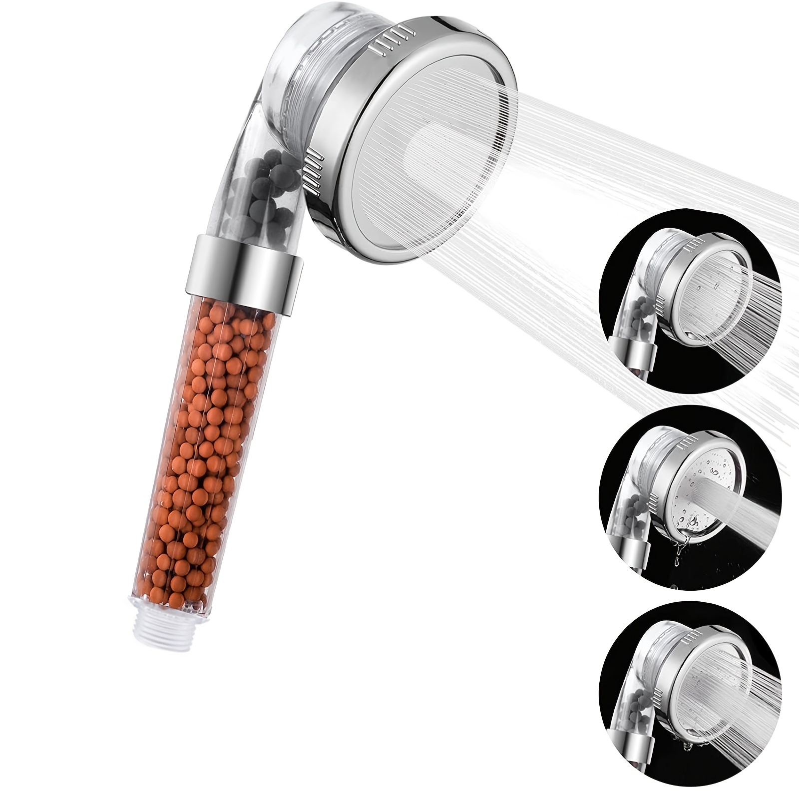 Pommeau de douche ionique à débit puissant avec perles pour augmenter la  pression et économiser de l'eau Pommeau de douche à main avec 3 modes de  bain