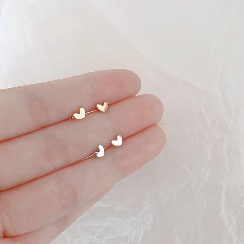 A Pair of Delicate and Petite Heart-shaped Earrings for, Simple Love Earrings, Fashionable Unisex Studs, Wedding Earrings, Anniversary and Birthday Gifts for And, for Teenager