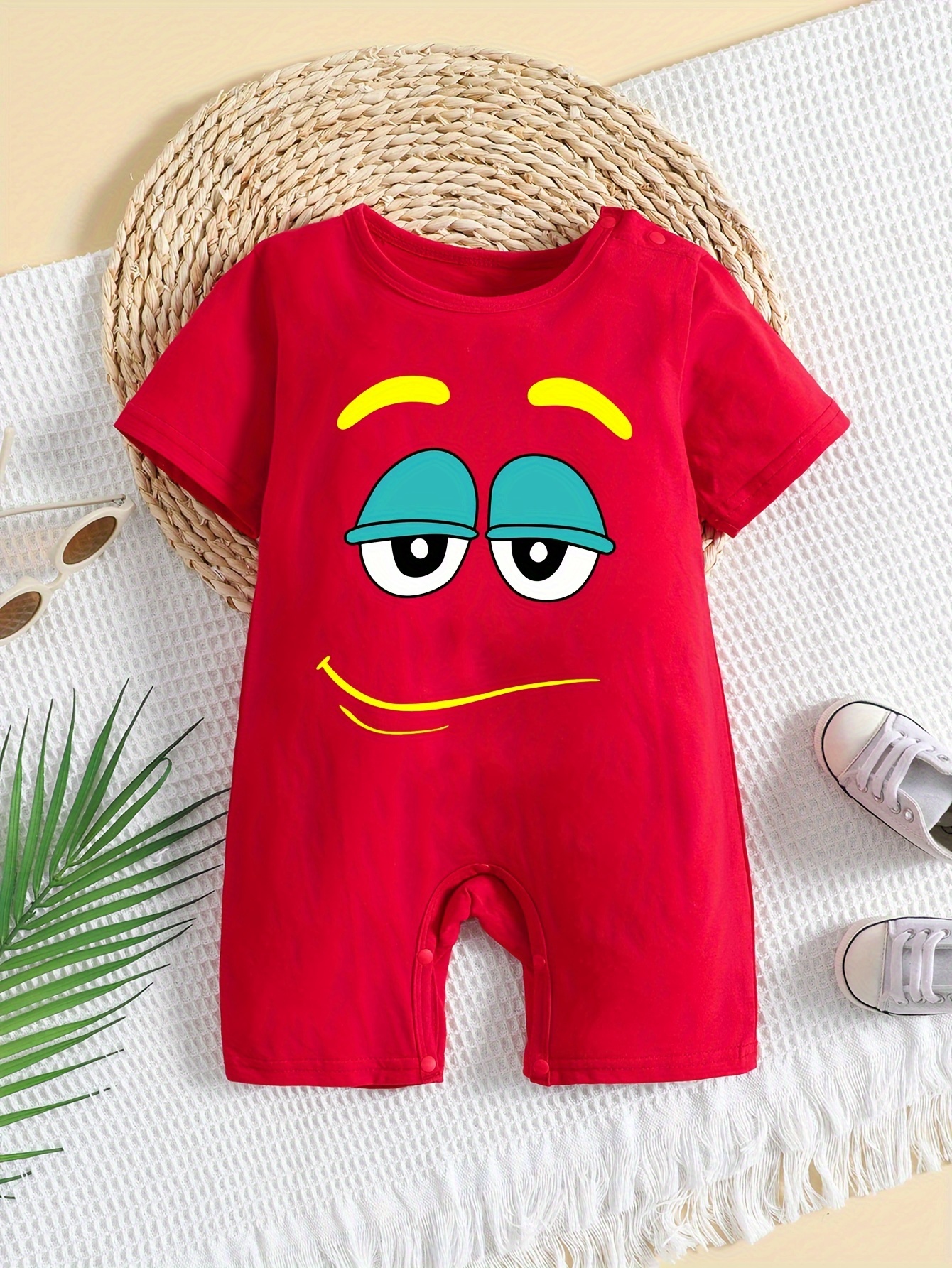 Baby Boy's Cartoon Avocado Print Bodysuit Comfy Short Sleeve - Temu Canada