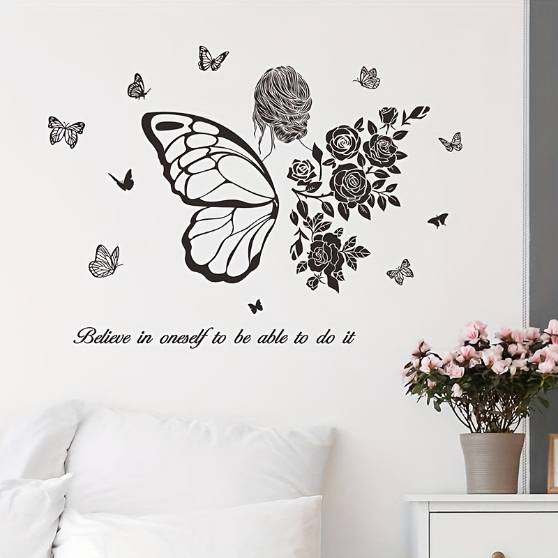 Autocollants muraux Pissenlit et papillon Autocollant mural Chambre à  coucher Salon Bureau Décoration murale