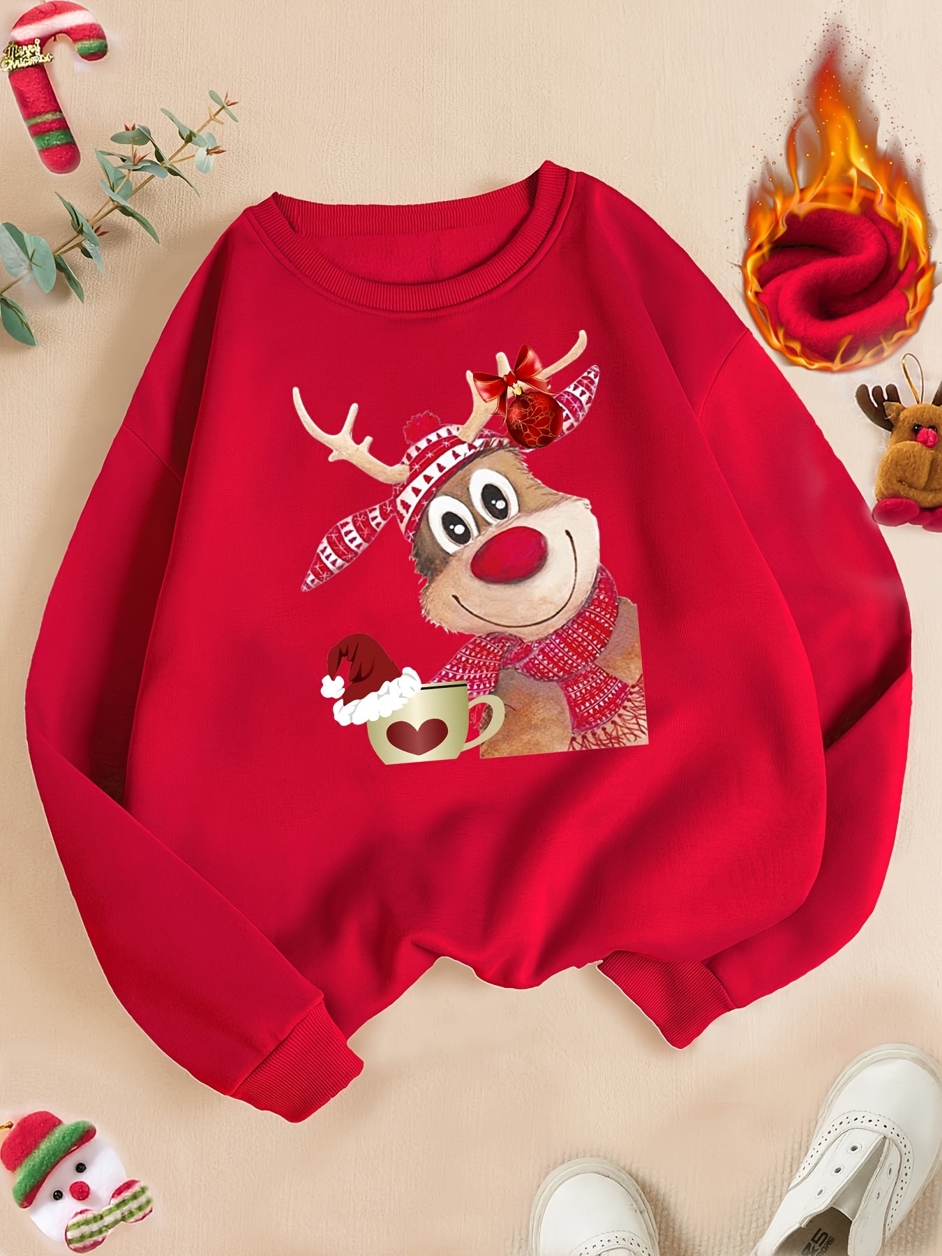 Christmas fleece sweatshirts hot sale