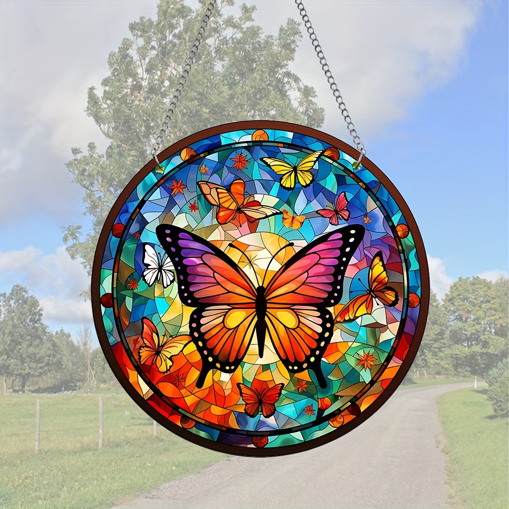 Stained Glass Window Film Flowers Butterfly Birds Static - Temu Canada