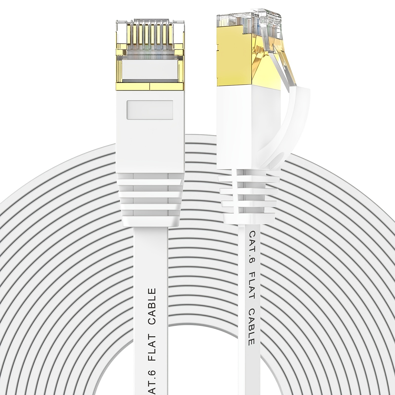 Cat Ethernet Cable, Flat White Internet Cable With Clips, Hight Speed Lan  Cable With Snagless Rj45 Connectors Temu